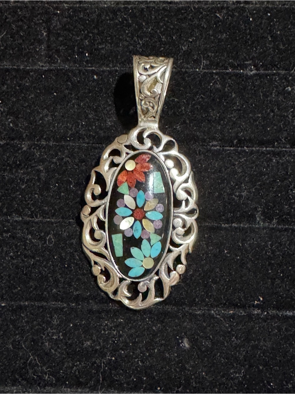 Carolyn Pollack Relios Sterling Silver Multi-gemstone Inlay Pendant